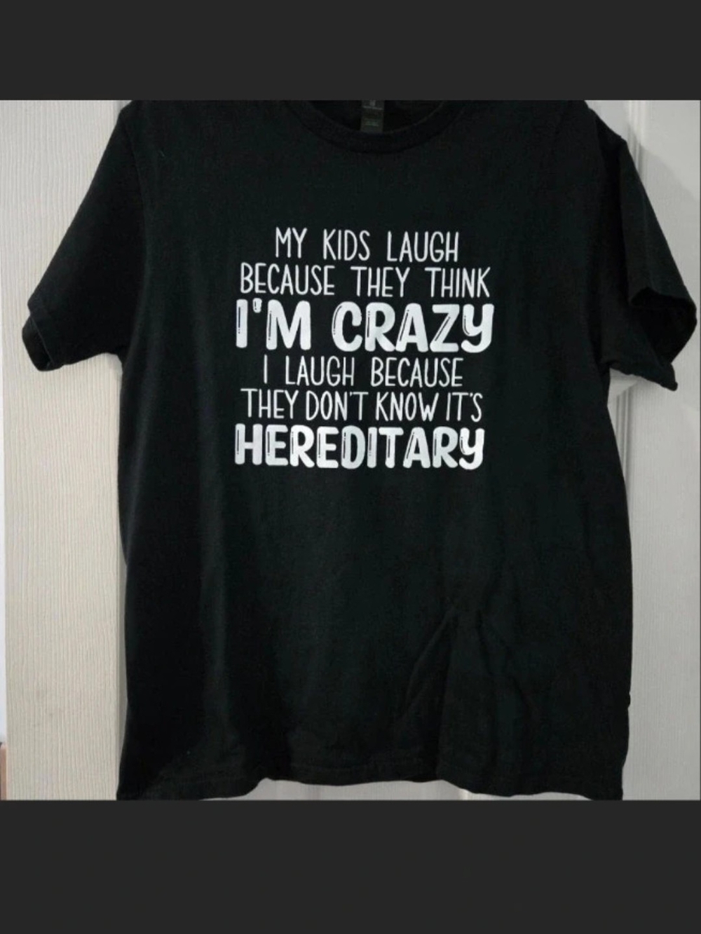 Gildan Black Unisex Tee with White 'I'm Crazy' Slogan